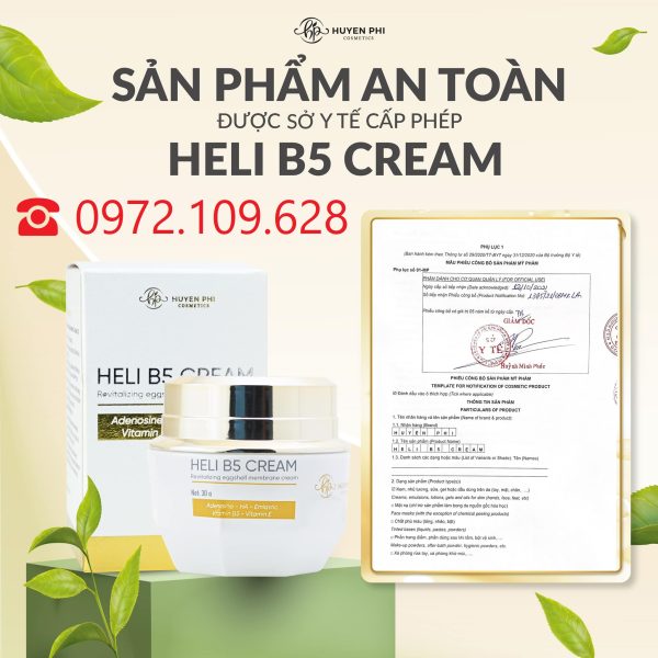 Giấy công bố Heli B5 Cream Huyền Phi an toàn cho bà bầu bà bỉm