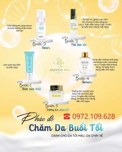 Các bước chăm sóc da buổi tối Huyền Phi Cosmetics