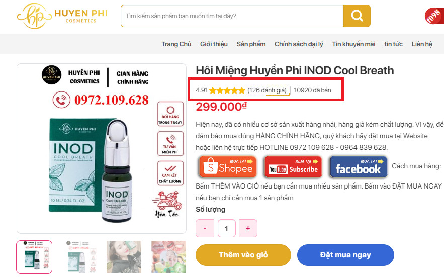 Tinh dầu răng miệng inod giá bảo nhiêu?